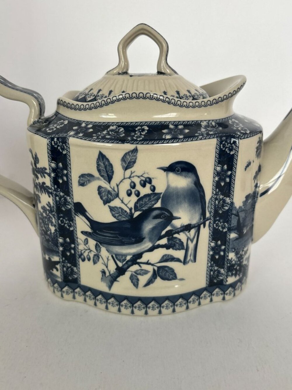 Blue White Teapot Bird Ceramic Transferware Style Mothers Day Gift Idea Tea Pot - Picture 8 of 16